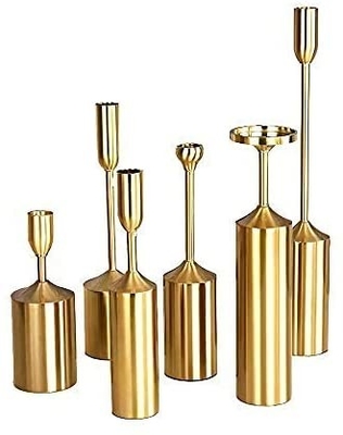 Candlestick Holders for Pillar Candles Gold Metal Candle Holders Set