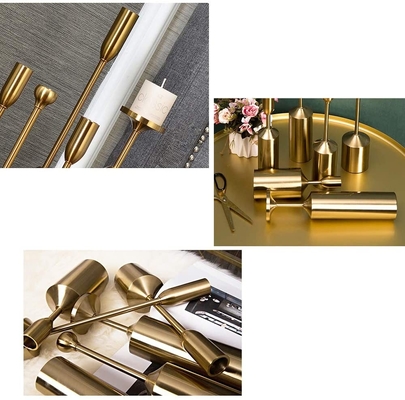 Candlestick Holders for Pillar Candles Gold Metal Candle Holders Set