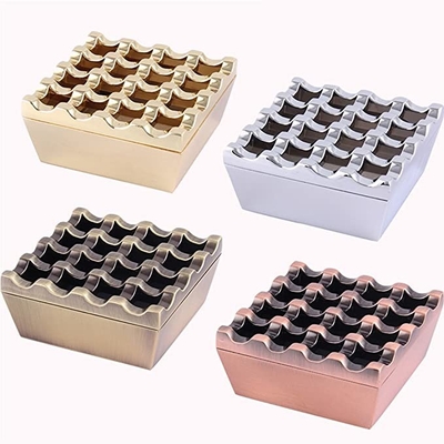 Bronze 16 Grids Vintage Metal Small Cigar Ashtray Novelty Fashion Windproof Cigarettes Ashtray