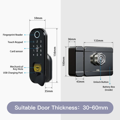 Wireless Smart Fingerprint Door Lock Surface Mounted Rim Door Lock