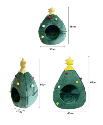Hot sell luxury pet bed pp cotton oxford bottom green cat house christmas High quality