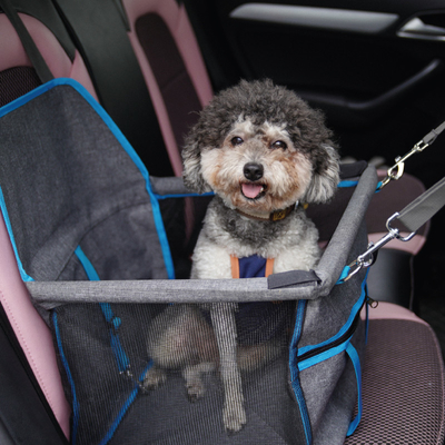 Luxury Pet Bed Foldable Grey Front Dog Car Seat Travel