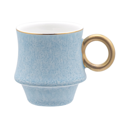 Unique Espresso Cup and Saucer Set Matt Gold Rim Painted Handle Arabic