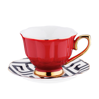 240ml Ceramic Gold Rim Porcelain Turkish Coffee Cups Tea Set Of 6