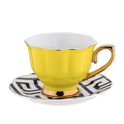 240ml Ceramic Gold Rim Porcelain Turkish Coffee Cups Tea Set Of 6