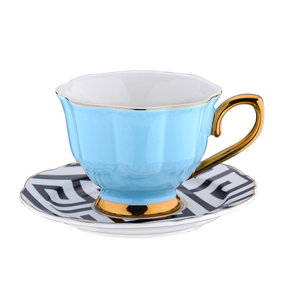 240ml Ceramic Gold Rim Porcelain Turkish Coffee Cups Tea Set Of 6