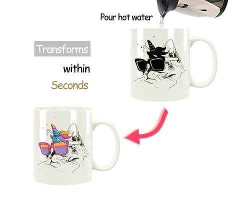 Hot Water Color Changing Fashion Coffee Cups Heat Color Changing Magic Mug
