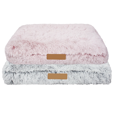 Plush Memory Foam Warm Dog Plush Pet Bed Cushion Pink Grey