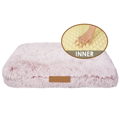Plush Memory Foam Warm Dog Plush Pet Bed Cushion Pink Grey