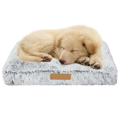 Plush Memory Foam Warm Dog Plush Pet Bed Cushion Pink Grey