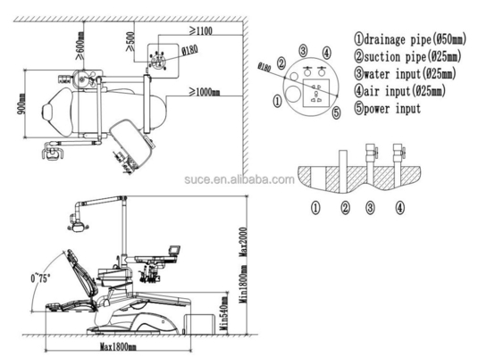 A1000 dental chair with CE, ISO certificates