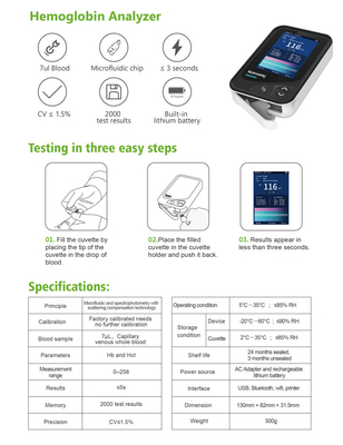 H7 high accuracy blood hemoglobin analyzer medical rapid POCT device for medical use