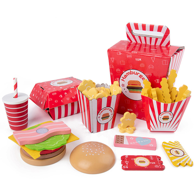 Wooden Burger Fries Baby Developmental Toys Children'S Toy Kitchen Food Set