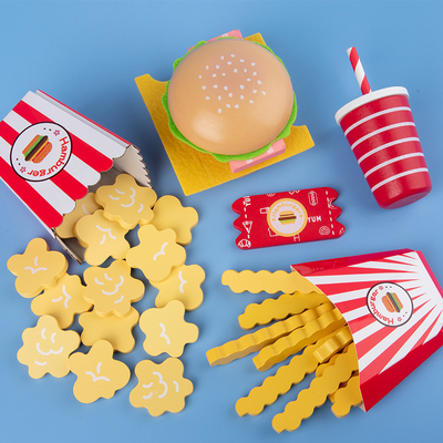 Wooden Burger Fries Baby Developmental Toys Children'S Toy Kitchen Food Set