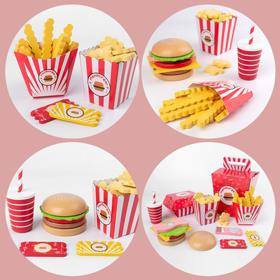 Wooden Burger Fries Baby Developmental Toys Children'S Toy Kitchen Food Set