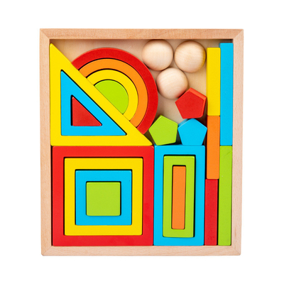 Wooden Montessori Baby Developmental Toys Art Geometric Creative Puzzle Rainbow