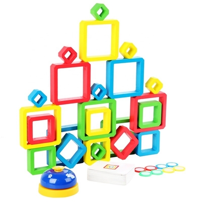 Wooden Intelligence Color Square Box Kindergarten Learning Toys Assembly Blocks