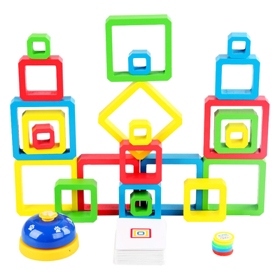 Wooden Intelligence Color Square Box Kindergarten Learning Toys Assembly Blocks
