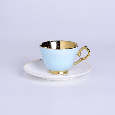 Porcelain Fashion Coffee Cupss 120ml With Electroplating Gold Plated