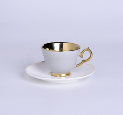 Porcelain Fashion Coffee Cupss 120ml With Electroplating Gold Plated