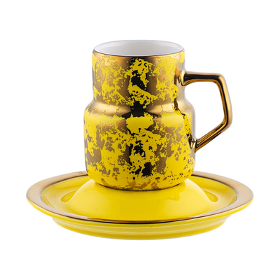 110ml Turkish Coffee Cups With Saucer Matt Gold Rim Handle