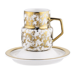 110ml Turkish Coffee Cups With Saucer Matt Gold Rim Handle