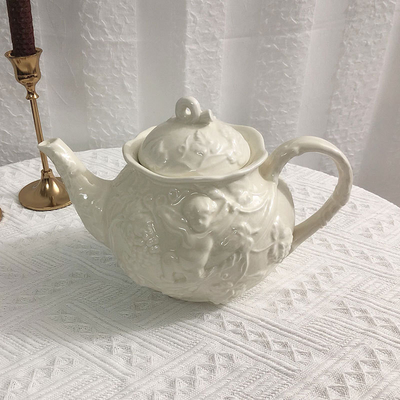 Embossed Angle Tea Cup Set Fashion Coffee Cups INS Style Pink White Blue Ceramic