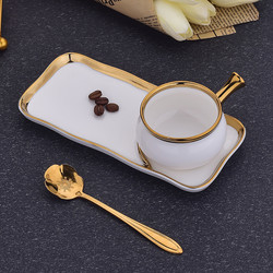 Tea Nordic Gold Rim Ceramic Coffee Cup With Dessert Snack Tray
