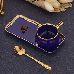 Tea Nordic Gold Rim Ceramic Coffee Cup With Dessert Snack Tray