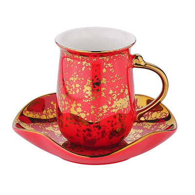 100ml Cups And Saucers Home Turkish Coffee Cups Set Arabic Red Gold