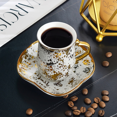 100ml Cups And Saucers Home Turkish Coffee Cups Set Arabic Red Gold