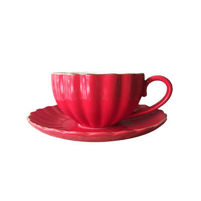 Ceramic English Style Pumpkin Tea Cup And Saucer British Coffee Cup Set