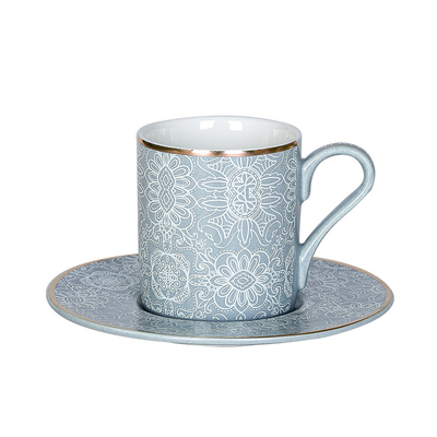 Ceramic Embossed Espresso Turkish Fashion Coffee Cups With Golden Line