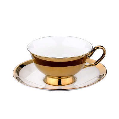 Porcelain Cup and Saucer Electroplating Gold Plated Ceramic Coffee Cup Set