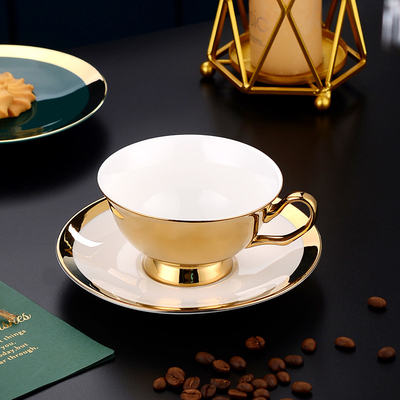 Porcelain Cup and Saucer Electroplating Gold Plated Ceramic Coffee Cup Set