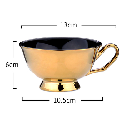 Porcelain Cup and Saucer Electroplating Gold Plated Ceramic Coffee Cup Set