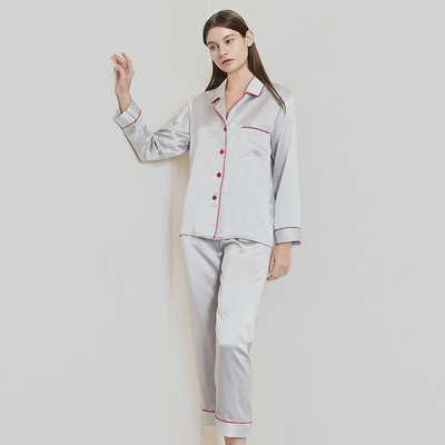 Luxury Sleep Wear Long Sleeve Silk Pajama Set Women Pajamas Silk Two Pieces