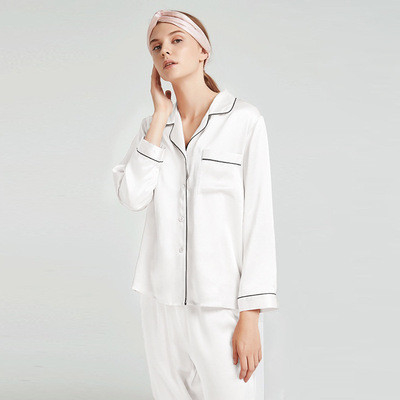 Luxury Sleep Wear Long Sleeve Silk Pajama Set Women Pajamas Silk Two Pieces