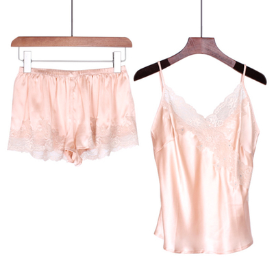 New Style Sexy Sling 100% Silk Lounge Wear Pajama Lightweight Silk Fabric Women