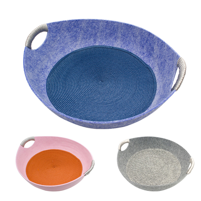 Felt Purple Pet Bed Cushion Luxury Round Modern Felt Cat Pot Bed Mats 52x12cm