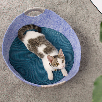 Felt Purple Pet Bed Cushion Luxury Round Modern Felt Cat Pot Bed Mats 52x12cm