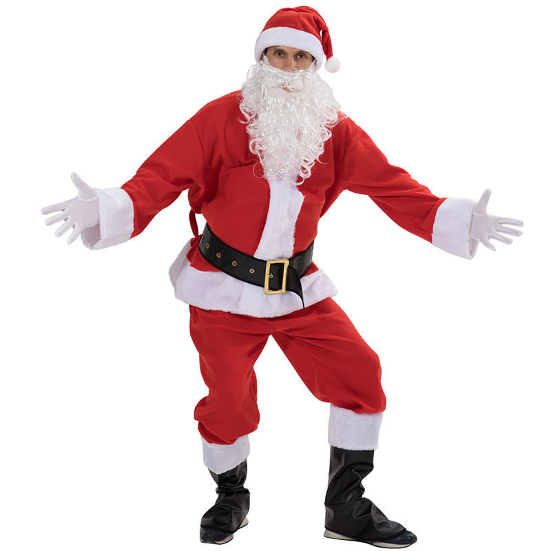 Polyester Luxury Velvet Santa Suit Adult Costume For Christmas Decoration