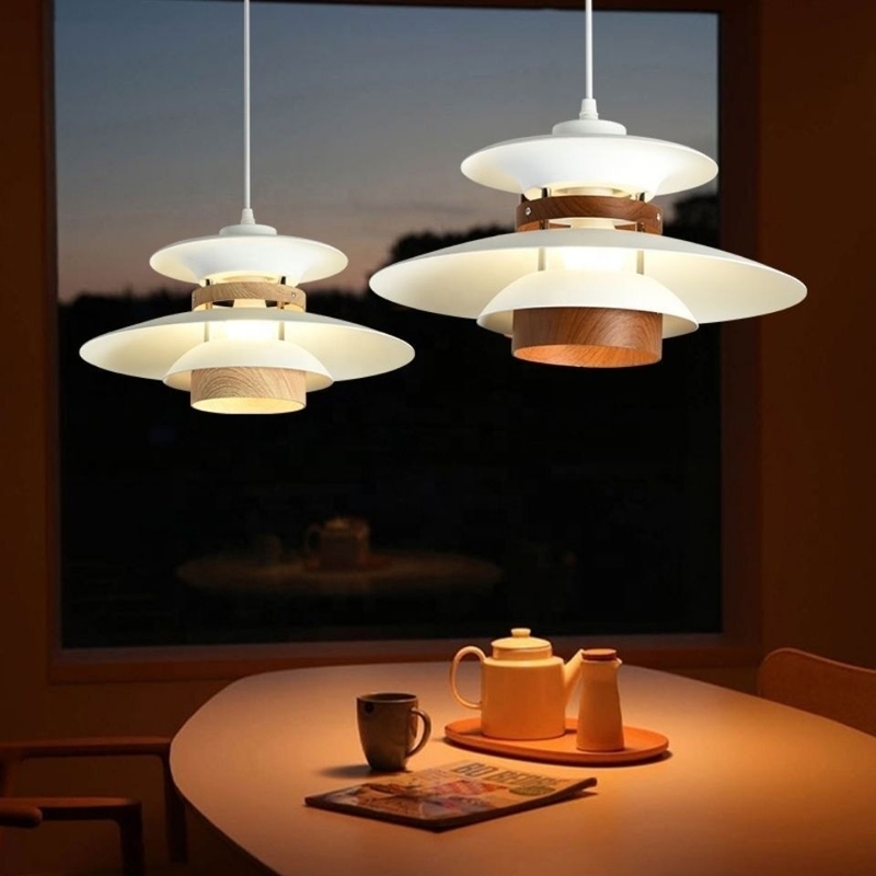 Modern Aluminum Metal Pendant Lamp Nordic Indoor Decorative White Light Chandelier