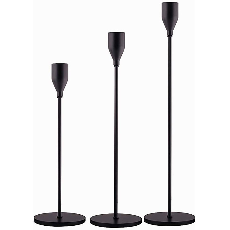 Metal Black Simple Modern Taper Candlestick Holders Wedding Bar Party Decor Candle Holders