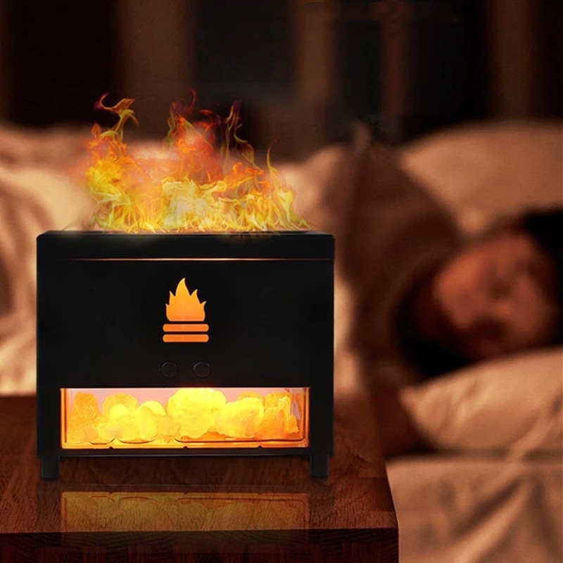 Simulation Closet 3D Flame Aromatherapy Salt Stone Air Humidifier USB Essential oil Diffuser for Home Room Fragrance