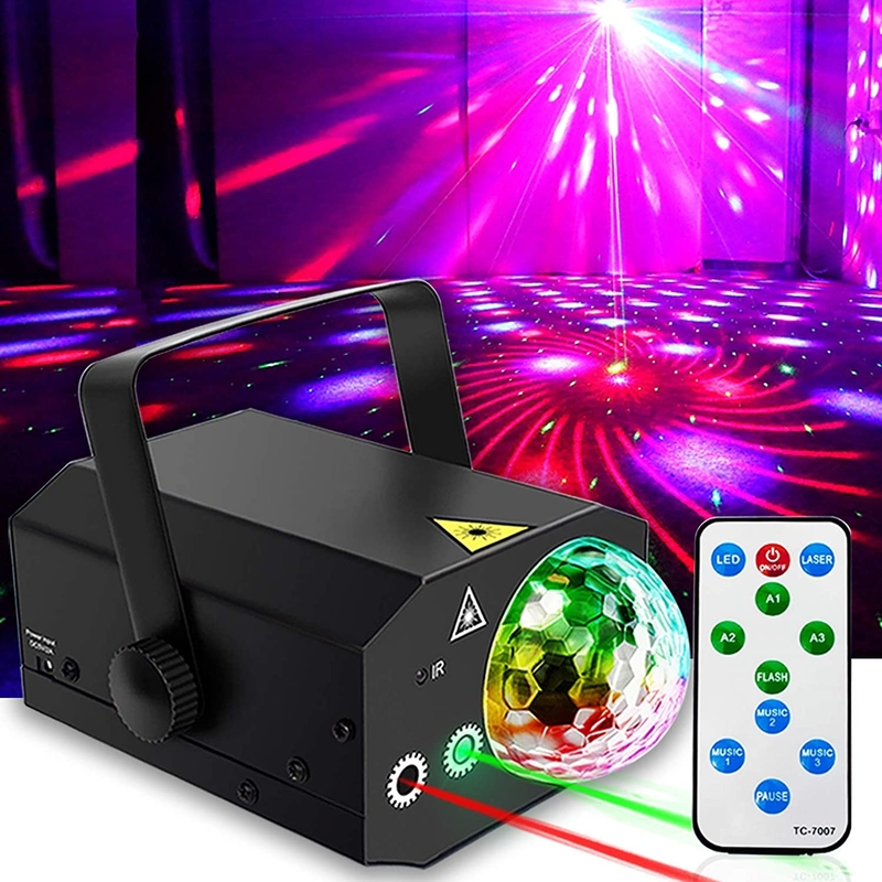 Party Disco Ball Light DJ Disco Mini Stage Lights Sound Activated Remote Control for Party Club Bar KTV Holiday Dance Ho
