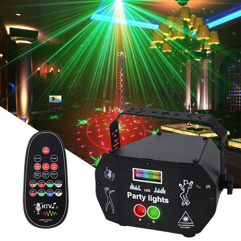 Party Lights Dj Disco Lights Strobe Stage Light Sound Activated Multiple Patterns Projector with Remote Control for Part