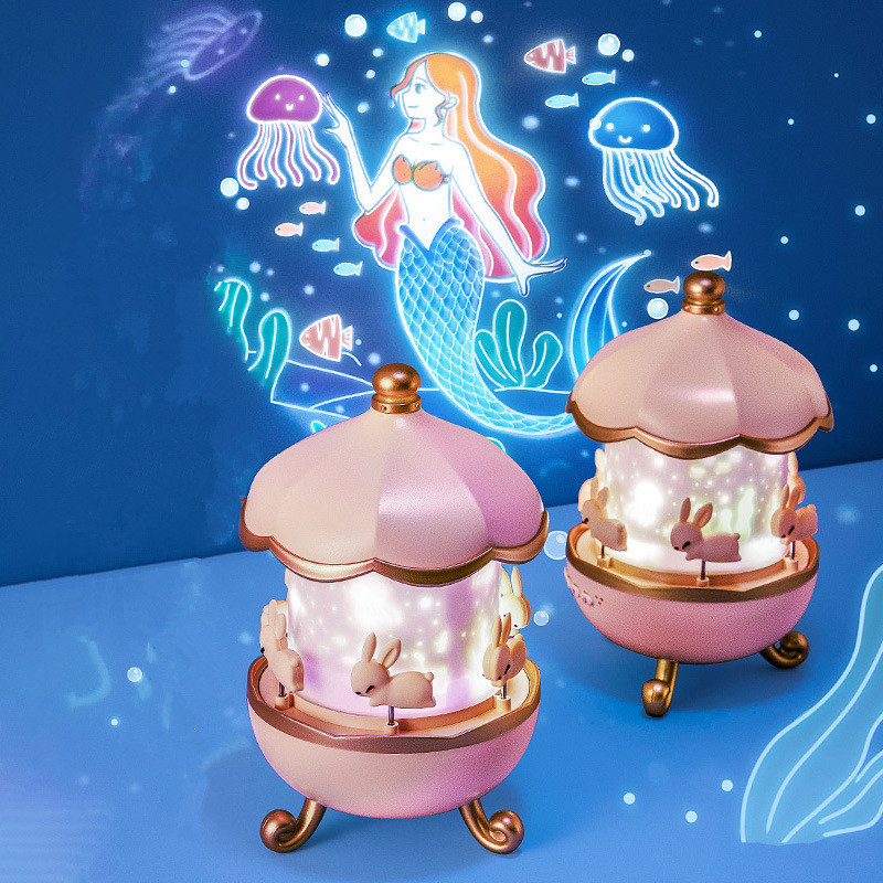 2022 Christmas Gift Dream Rolling Huts Projector Lamp With Wireless Speaker 360 Degree Rotation 12 Projection Films Cust