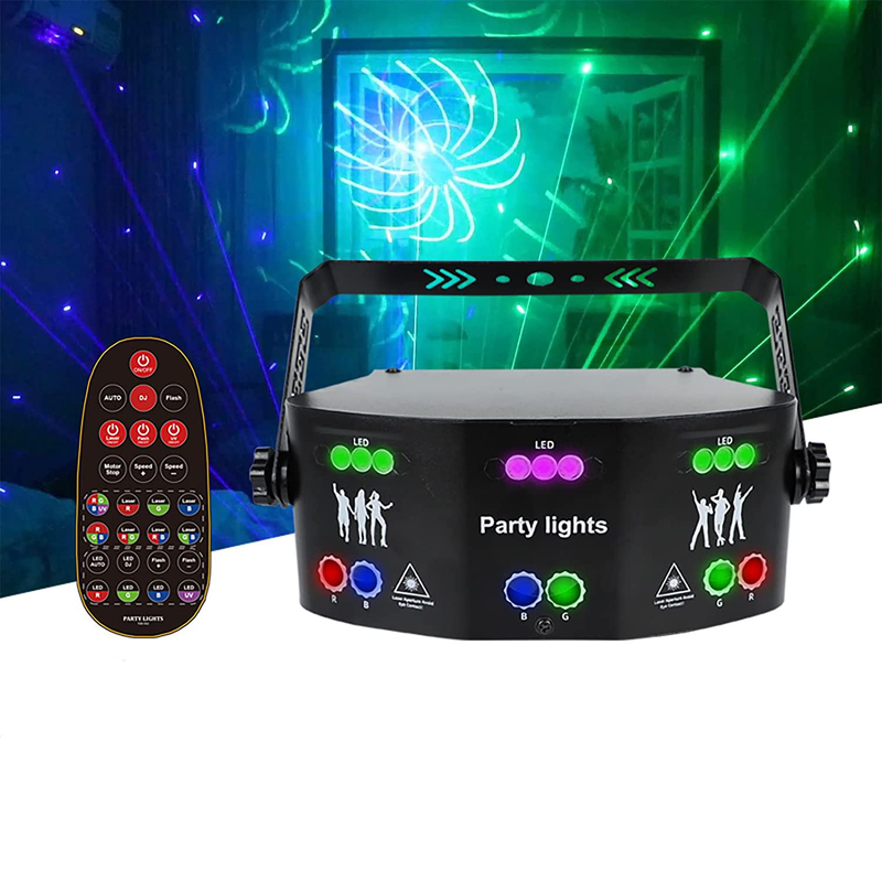 15 Eyes RGB Party Lights Stage Light by DMX512 Control Sound Activated LED Pattern Strobe Lights for Parties Club Bar Di