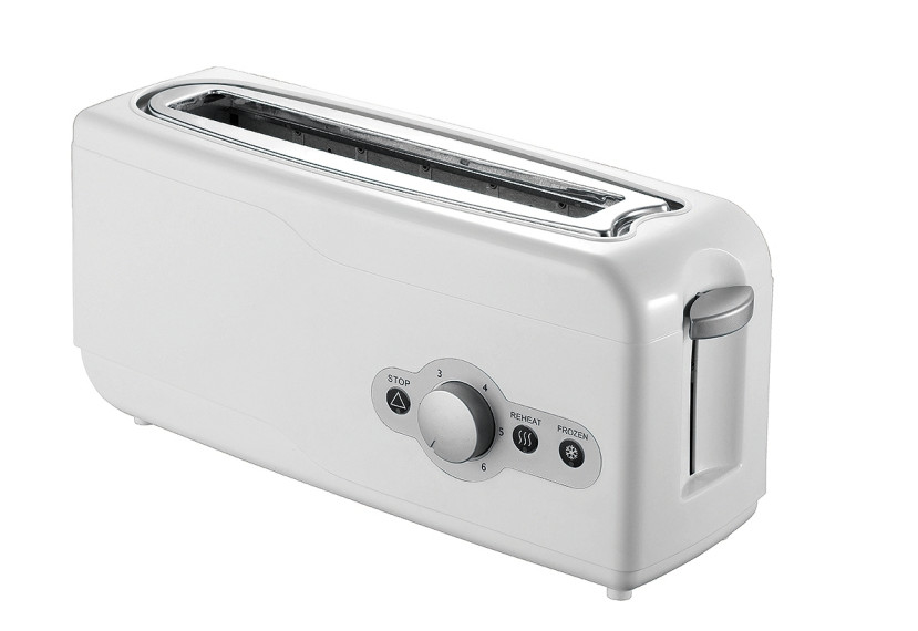 Timing Control Reheat Defrost Automatic Pop Up Plastic Toaster 750W Long Slot 2 Slice